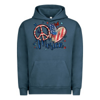 Pigment Midnight Navy peace love 'merica Urban Hoodie - MaliasSmallBusiness