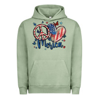 Pigment Oil Green peace love 'merica Urban Hoodie - MaliasSmallBusiness