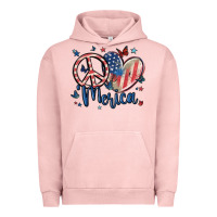 Pigment Salmon peace love 'merica Urban Hoodie - MaliasSmallBusiness