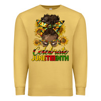 Antique Gold celebrate juneteenth black woman bun Premium Sweatshirt - HRA Design Shop