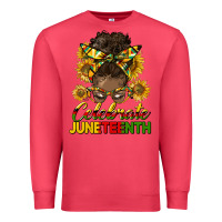 Cardinal celebrate juneteenth black woman bun Premium Sweatshirt - HRA Design Shop