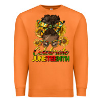Celebrate Juneteenth Black Woman Bun Premium Sweatshirt | Teevron