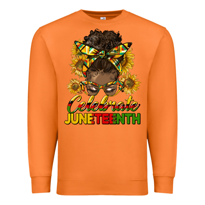 Celebrate Juneteenth Black Woman Bun Premium Sweatshirt by HRA Design Shop | Teevron