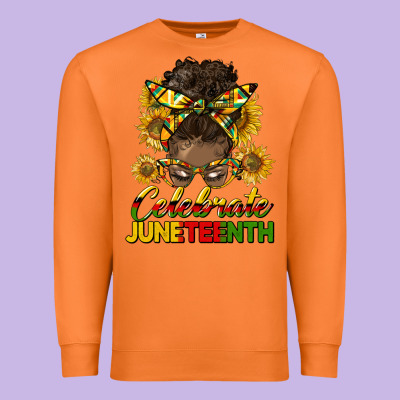 Celebrate Juneteenth Black Woman Bun Premium Sweatshirt Designed By Hra Design Shop