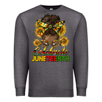 Charcoal Heather celebrate juneteenth black woman bun Premium Sweatshirt - HRA Design Shop