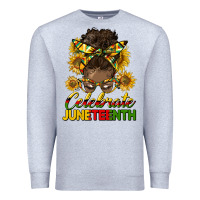 Heather Grey celebrate juneteenth black woman bun Premium Sweatshirt - HRA Design Shop