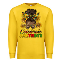 Lemon celebrate juneteenth black woman bun Premium Sweatshirt - HRA Design Shop