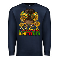 Navy celebrate juneteenth black woman bun Premium Sweatshirt - HRA Design Shop