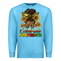 Ocean Blue celebrate juneteenth black woman bun Premium Sweatshirt - HRA Design Shop