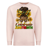 Pale Pink celebrate juneteenth black woman bun Premium Sweatshirt - HRA Design Shop
