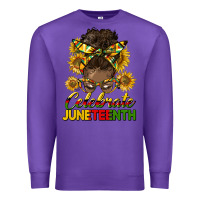 Purple celebrate juneteenth black woman bun Premium Sweatshirt - HRA Design Shop