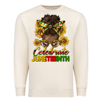 Sandshell celebrate juneteenth black woman bun Premium Sweatshirt - HRA Design Shop