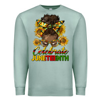 Seafoam celebrate juneteenth black woman bun Premium Sweatshirt - HRA Design Shop