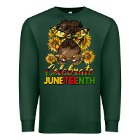 Sports Green celebrate juneteenth black woman bun Premium Sweatshirt - HRA Design Shop