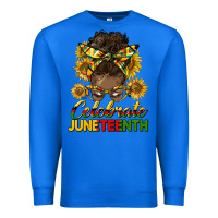 True Royal celebrate juneteenth black woman bun Premium Sweatshirt - HRA Design Shop