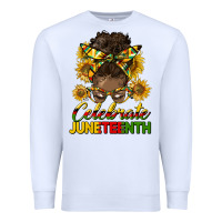 White celebrate juneteenth black woman bun Premium Sweatshirt - HRA Design Shop