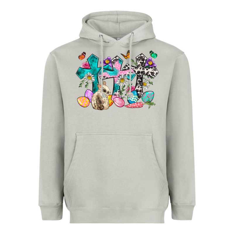 Western Rabbit With Cross And Flowers Heavyweight Hoodie by Neo Western | Teevron