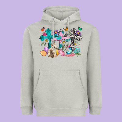Western Rabbit With Cross And Flowers Heavyweight Hoodie Designed By Neo Western