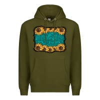 Army Green sunflower background Premium Hoodie - BarkalooDesign