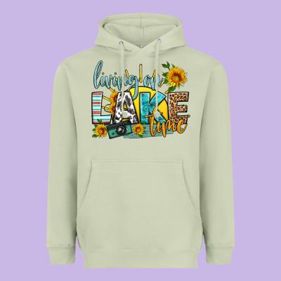 Living On Lake Time Heavyweight Hoodie Designed By Hra Design Shop