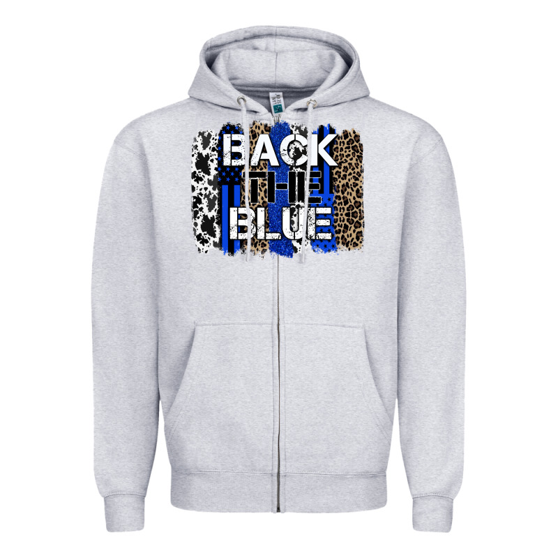 Back The Blue Brushstroke Zipper Hoodie by Zillion Design Studio | Teevron