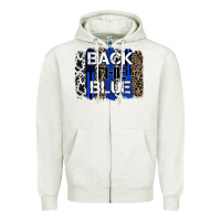 Oatmeal Heather back the blue brushstroke Zipper Hoodie - Zillion Design Studio