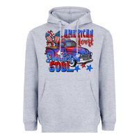 Heather Grey American heart southern soul truck 4th of july Heavyweight Hoodie - CowGirlArtShop