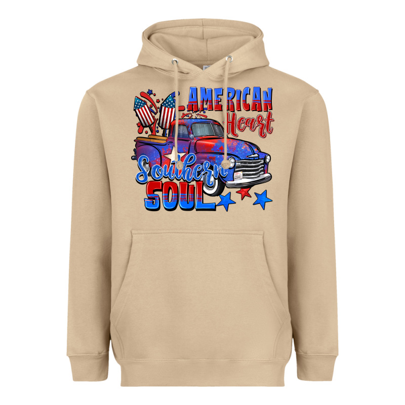 American Heart Southern Soul Truck 4th Of July Heavyweight Hoodie by CowGirlArtShop | Teevron