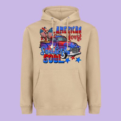 American Heart Southern Soul Truck 4th Of July Heavyweight Hoodie Designed By Cowgirlartshop