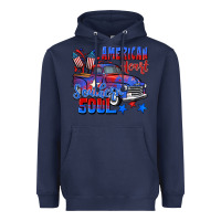 Navy American heart southern soul truck 4th of july Heavyweight Hoodie - CowGirlArtShop