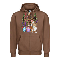 Chestnut Easter bunny and floral cross Zipper Hoodie - RanaPortraitStore
