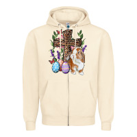 Sandshell Easter bunny and floral cross Zipper Hoodie - RanaPortraitStore