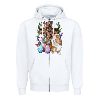White Easter bunny and floral cross Zipper Hoodie - RanaPortraitStore