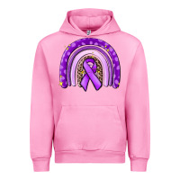 Fuchsia Pink awerenes ribbon  rainbow Urban Hoodie - MaliasSmallBusiness