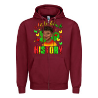 Burgundy a little black history with boy juneteenth Zipper Hoodie - texasbilliewilder
