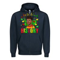 Navy a little black history with boy juneteenth Zipper Hoodie - texasbilliewilder