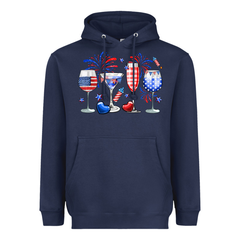 4th Of July Wine Glasses Heavyweight Hoodie by Neo Western | Teevron