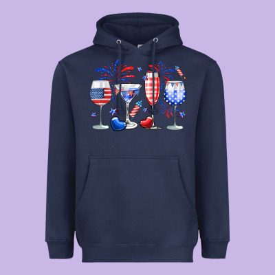4th Of July Wine Glasses Heavyweight Hoodie Designed By Neo Western