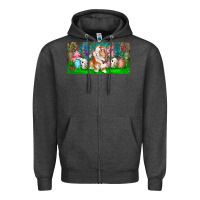Charcoal Heather Spring Easter Bunny Zipper Hoodie - RanaPortraitStore