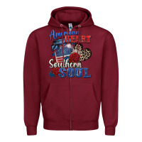 Burgundy american heart southern soul Zipper Hoodie - Zillion Design Studio