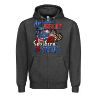 Charcoal Heather american heart southern soul Zipper Hoodie - Zillion Design Studio