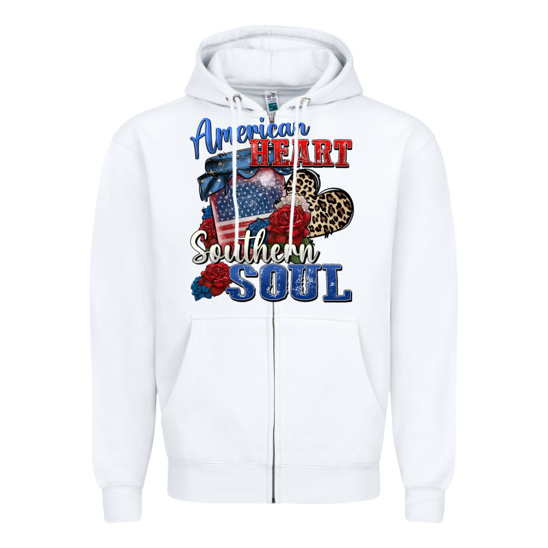 American Heart Southern Soul Zipper Hoodie by Zillion Design Studio | Teevron