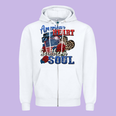 American Heart Southern Soul Zipper Hoodie Designed By Zillion Design Studio