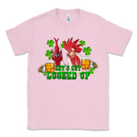 Bubblegum Pink st. patrick's day roosters let's get lucked up Classic Tee - RanaPortraitStore