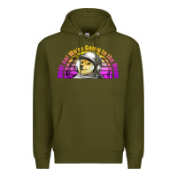 Army Green doge coin hodl on we're going to the moon retro sunset Premium Hoodie - Jasminsmagicworld