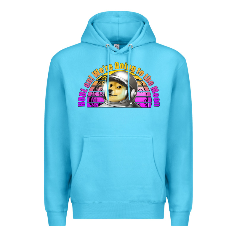 Doge Coin Hodl On We're Going To The Moon Retro Sunset Premium Hoodie by Jasminsmagicworld | Teevron