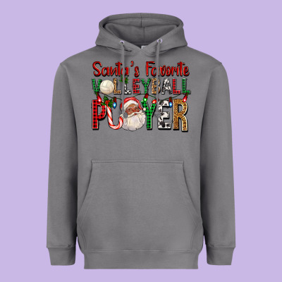 Afro Santa's Favorite Volleyball Player For Christ Heavyweight Hoodie Designed By Fadigitalartstudio