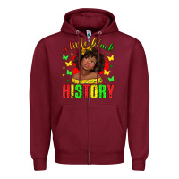 Burgundy a little black history with girl juneteenth Zipper Hoodie - texasbilliewilder