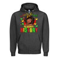 Charcoal Heather a little black history with girl juneteenth Zipper Hoodie - texasbilliewilder