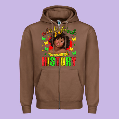 Zipper Hoodie a little black history with girl juneteenth